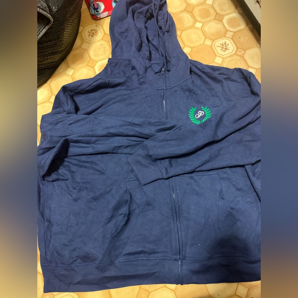Victoria’s Secret PINK Blue Zip-Up Hoodie with Green Logo